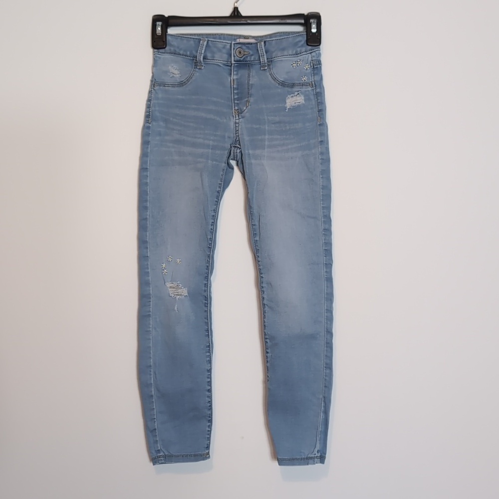 Sonoma Distressed Daisy Embroidered Skinny Jeans - Girls